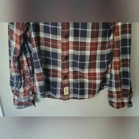 Abercrombie & Fitch button-down flannel, men's size XXL maroon navy blue & white - Picture 5 of 11